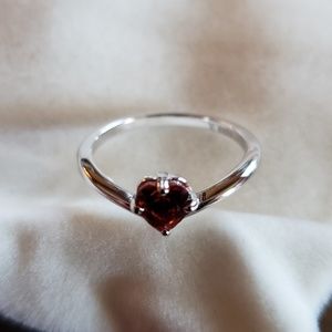 925 stamped Sterling Silver Red promise ring